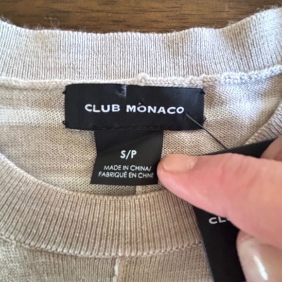 Club Monaco NWT MacKenzie striped sweater 100% wool colour Oatmeal size S - Picture 10 of 16